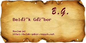 Belák Gábor névjegykártya